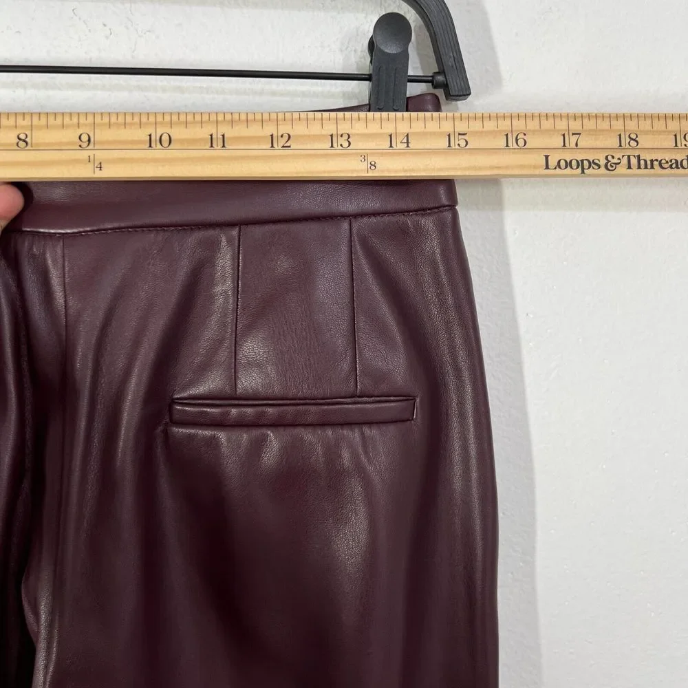 Express Faux Vegan Leather Womens Size 2S‎ Plum Ankle Super High Rise Classic
